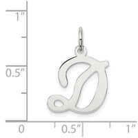 Sterling Silver Rhodium-plated Stamped Letter D Initial Charm