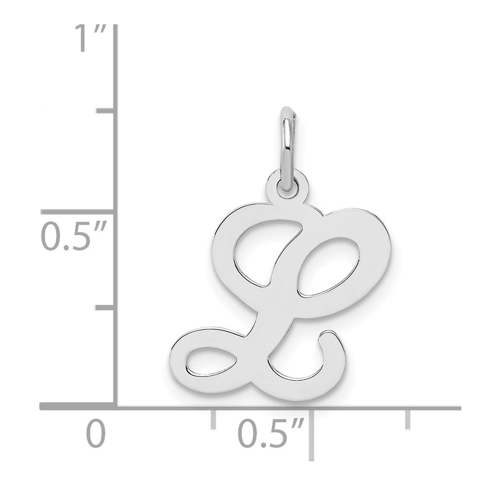 Sterling Silver Rhodium-plated Stamped Letter L Initial Charm
