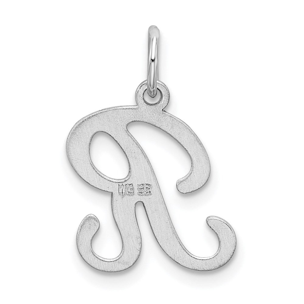 Sterling Silver Rhodium-plated Stamped Letter R Initial Charm