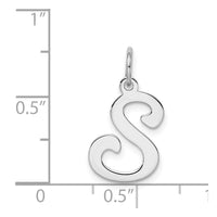 Sterling Silver Rhodium-plated Stamped Letter S Initial Charm