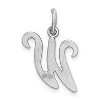 Sterling Silver Rhodium-plated Stamped Letter W Initial Charm