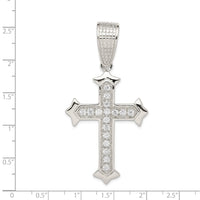 Sterling Silver Rhodium-plated CZ Cross Pendant