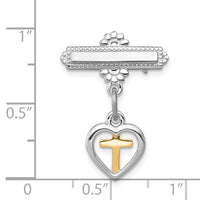 Sterling Silver Platinum-plated and Vermeil Cross Dangle Pin