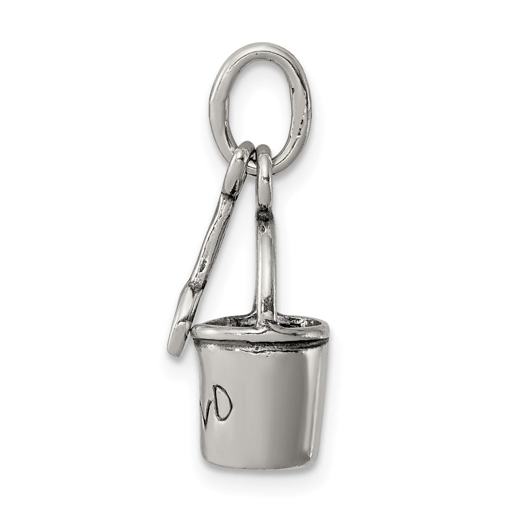 Sterling Silver Antiqued Sand Bucket and Shovel Charm