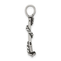 Sterling Silver 3D Antiqued Anchor and Rope Pendant