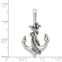 Sterling Silver Antiqued Anchor and Rope Pendant