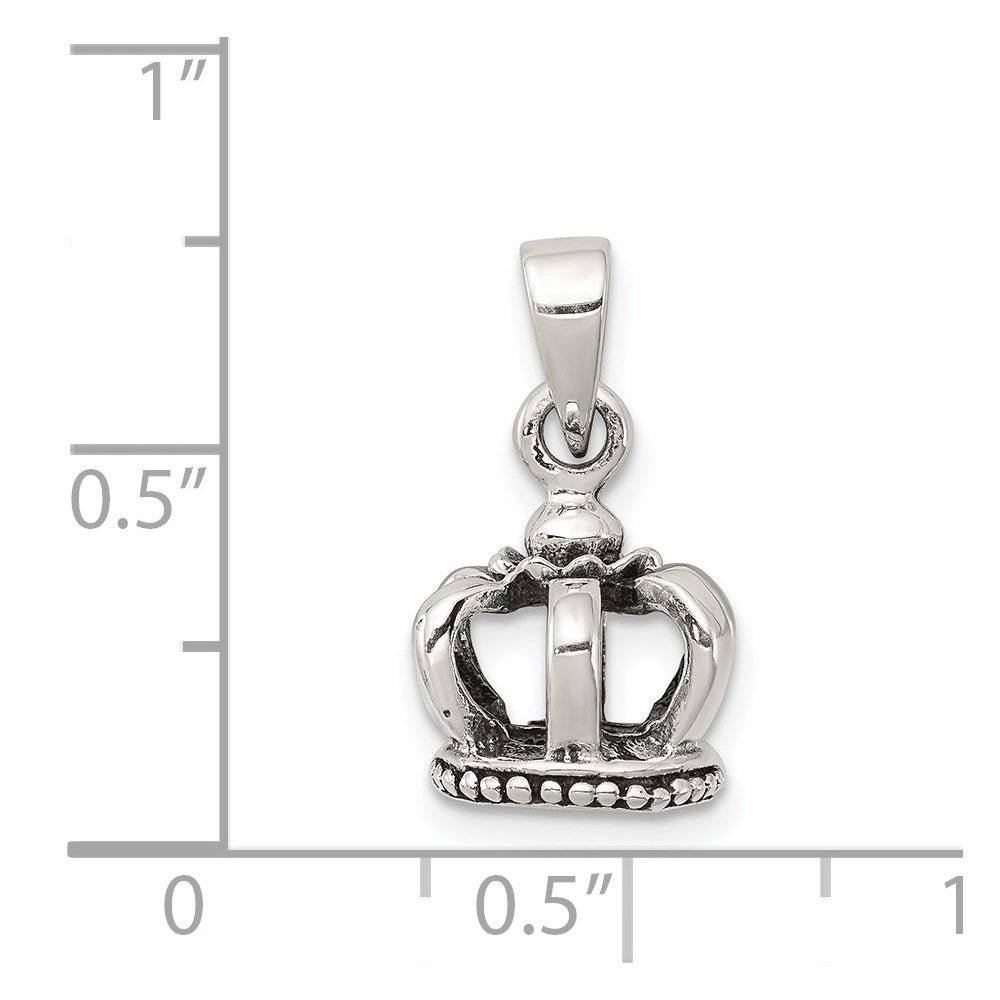 Sterling Silver Antiqued Crown Pendant
