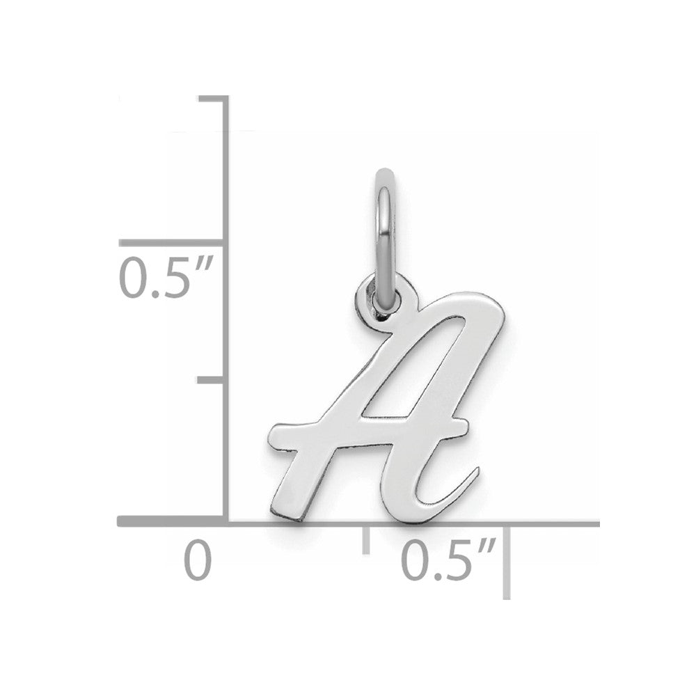 Sterling Silver Rhodium-plated Script Letter A Initial Charm