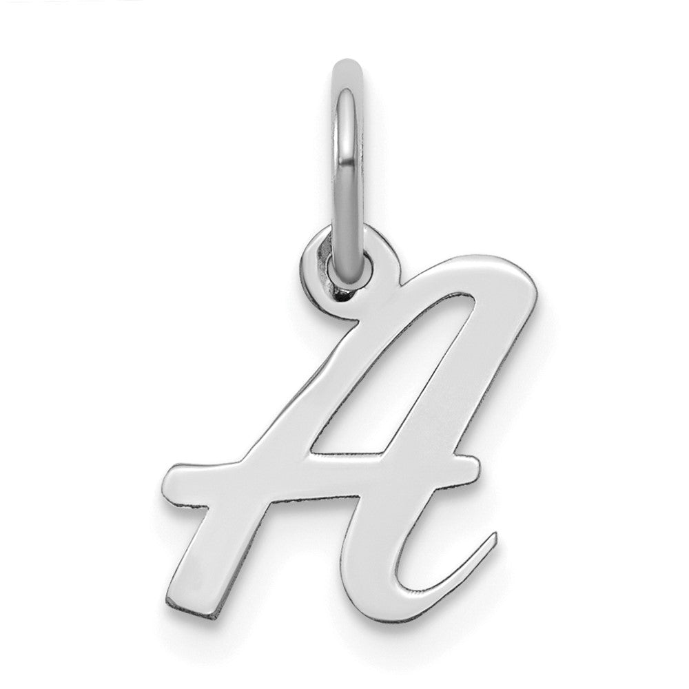 Sterling Silver Rhodium-plated Script Letter A Initial Charm