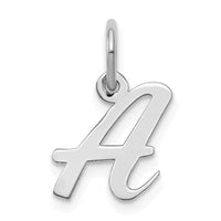 Sterling Silver Rhodium-plated Script Letter A Initial Charm