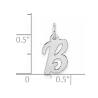 Sterling Silver Rhodium-plated Script Letter B Initial Charm