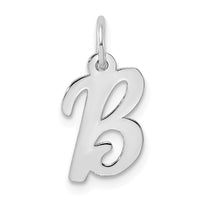 Sterling Silver Rhodium-plated Script Letter B Initial Charm