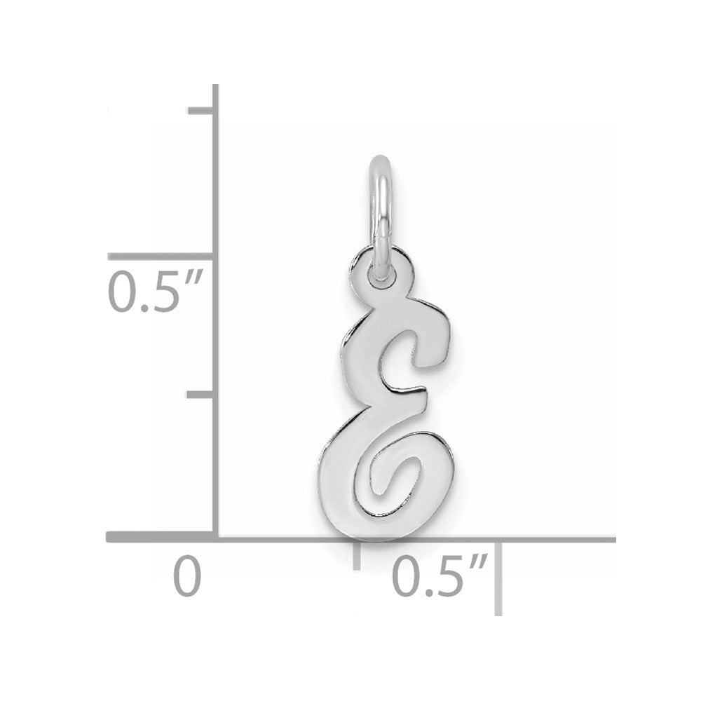 Sterling Silver Rhodium-plated Script Letter E Initial Charm