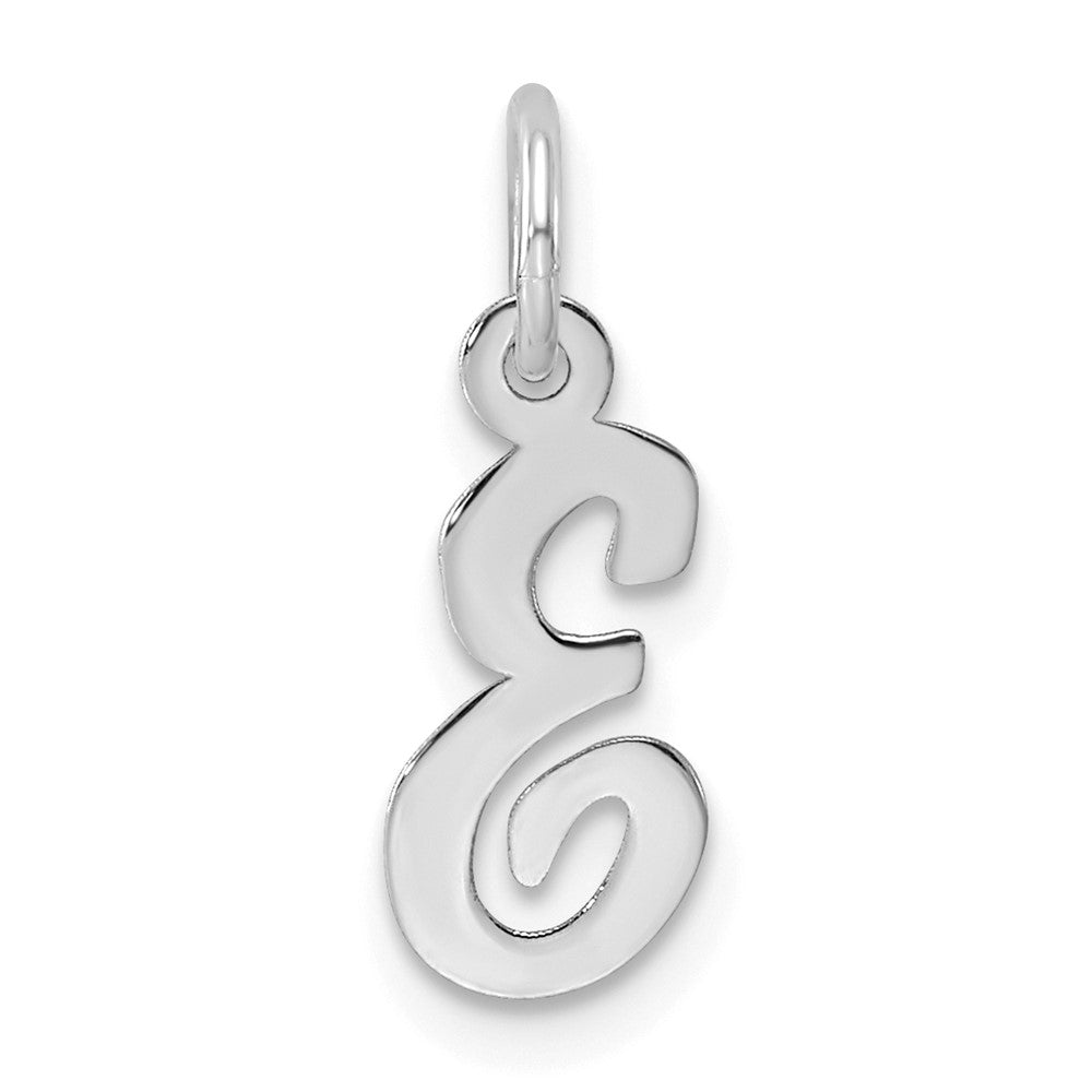 Sterling Silver Rhodium-plated Script Letter E Initial Charm