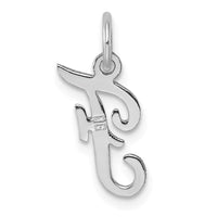Sterling Silver Rhodium-plated Script Letter F Initial Charm