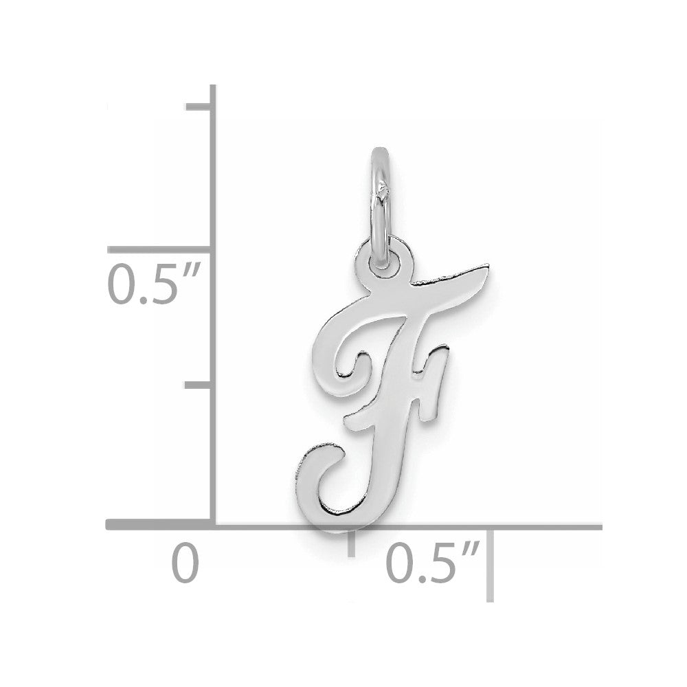 Sterling Silver Rhodium-plated Script Letter F Initial Charm