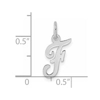 Sterling Silver Rhodium-plated Script Letter F Initial Charm