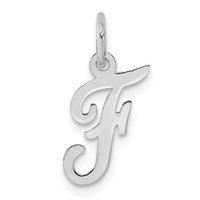 Sterling Silver Rhodium-plated Script Letter F Initial Charm