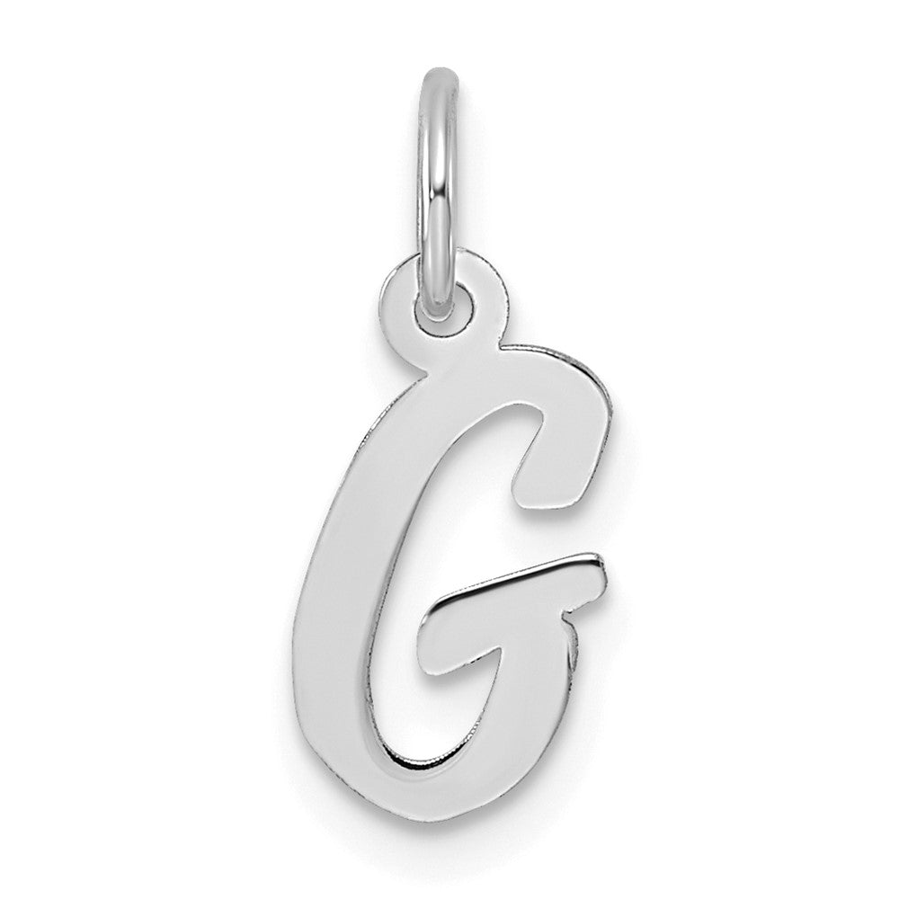Sterling Silver Rhodium-plated Script Letter G Initial Charm