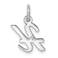 Sterling Silver Rhodium-plated Script Letter H Initial Charm