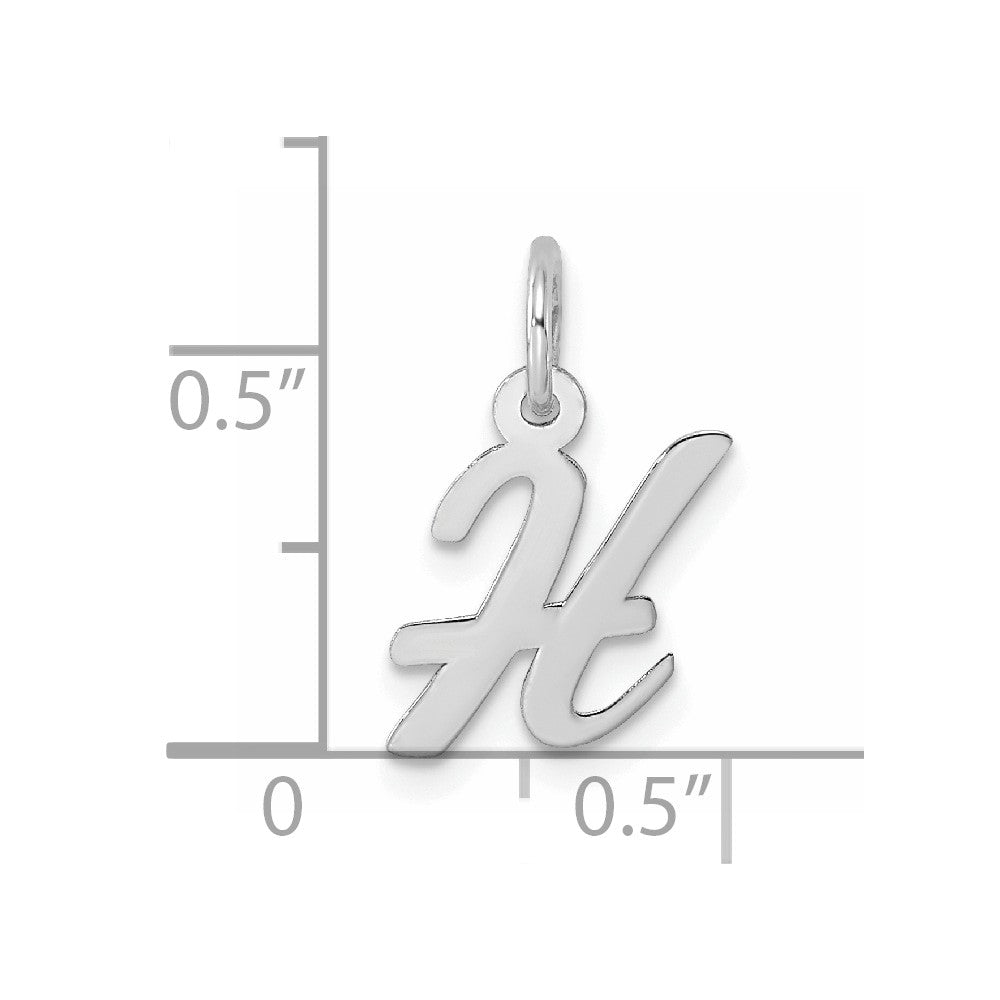 Sterling Silver Rhodium-plated Script Letter H Initial Charm