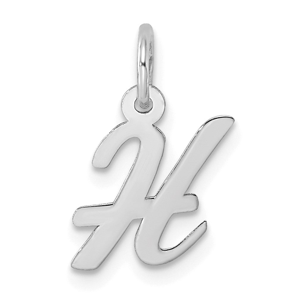 Sterling Silver Rhodium-plated Script Letter H Initial Charm