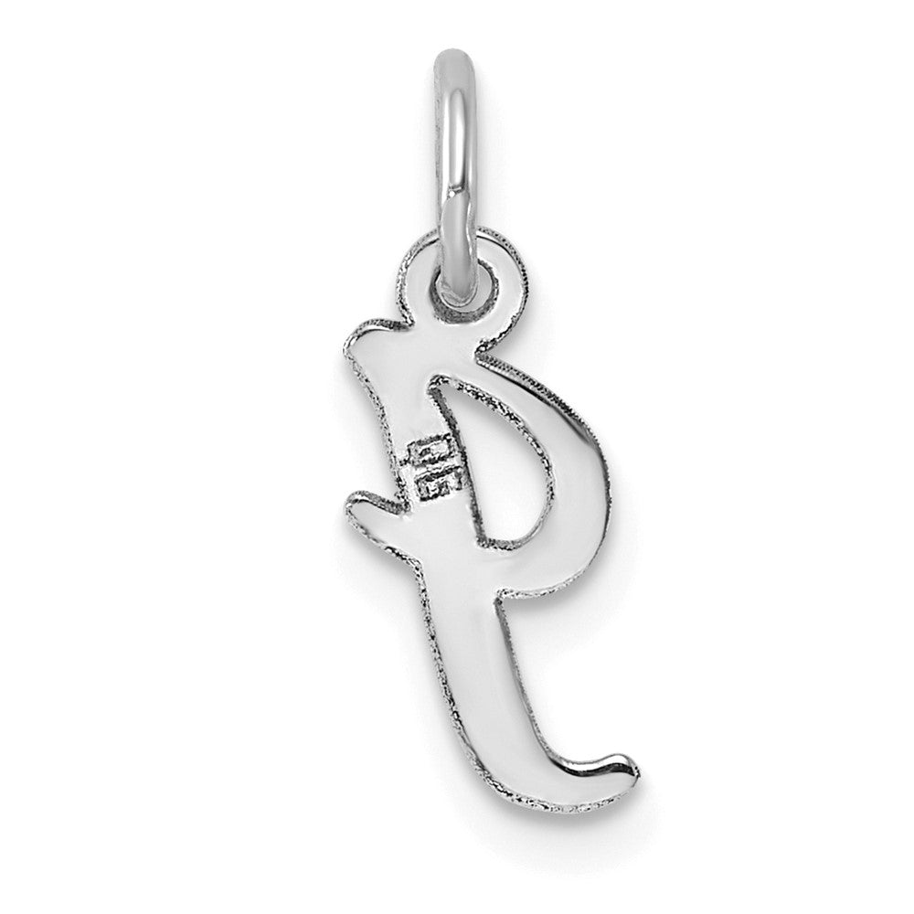 Sterling Silver Rhodium-plated Script Letter I Initial Charm