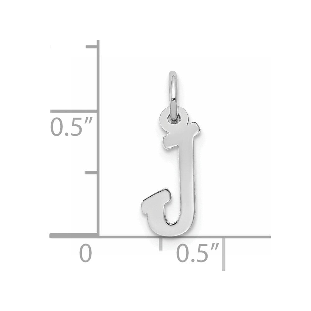 Sterling Silver Rhodium-plated Script Letter J Initial Charm