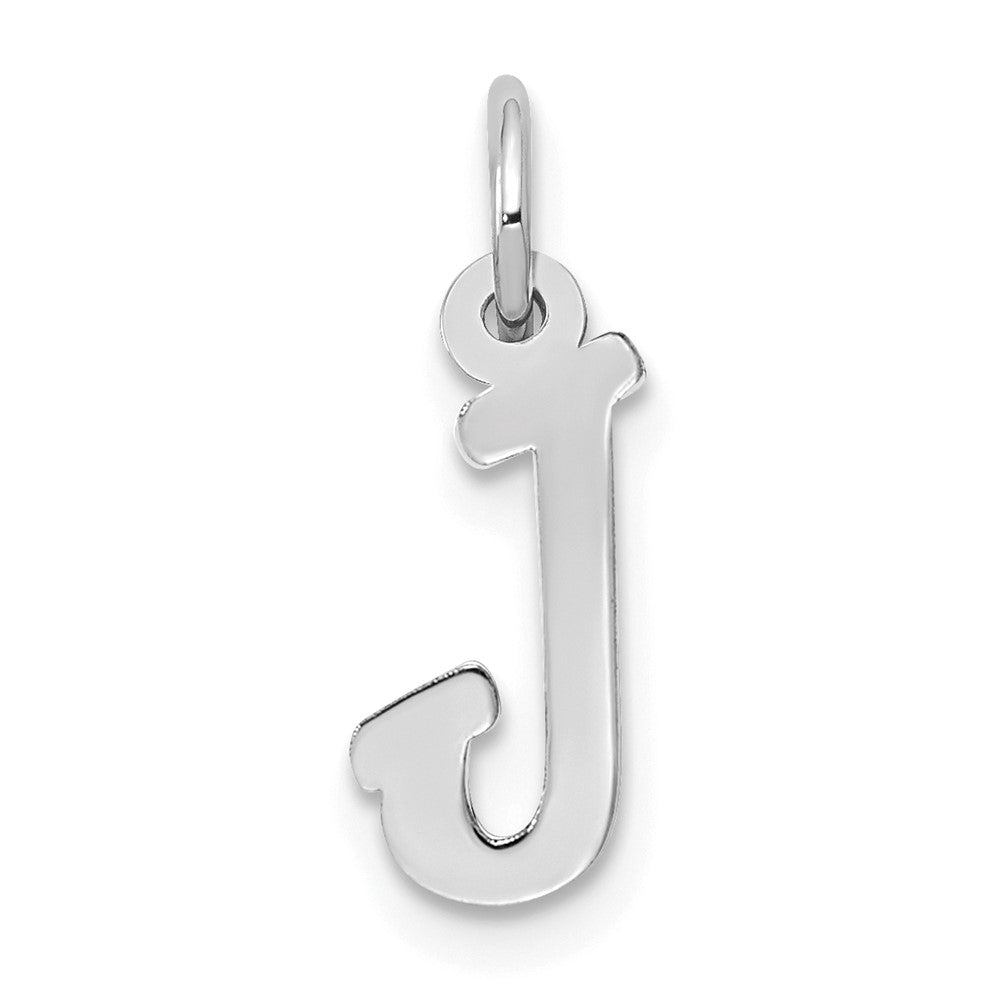 Sterling Silver Rhodium-plated Script Letter J Initial Charm