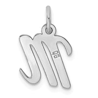 Sterling Silver Rhodium-plated Script Letter M Initial Charm