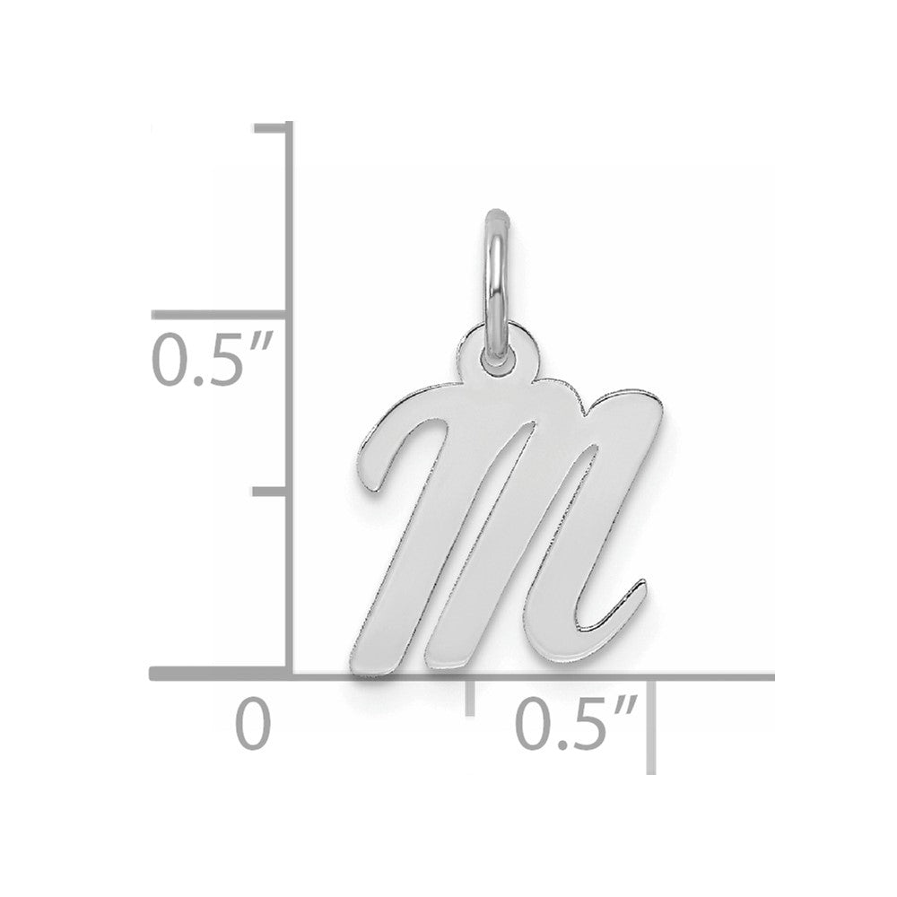 Sterling Silver Rhodium-plated Script Letter M Initial Charm