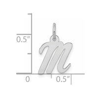 Sterling Silver Rhodium-plated Script Letter M Initial Charm
