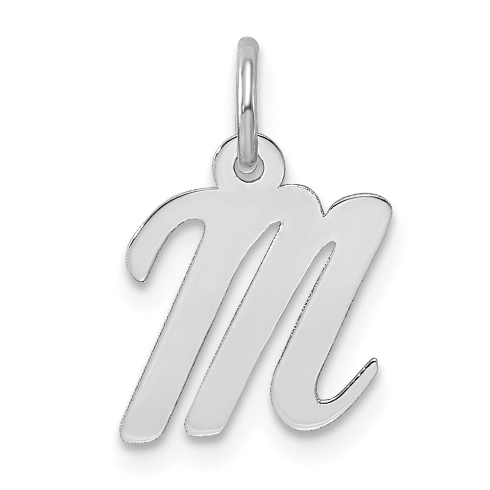 Sterling Silver Rhodium-plated Script Letter M Initial Charm