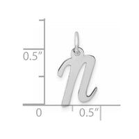 Sterling Silver Rhodium-plated Script Letter N Initial Charm