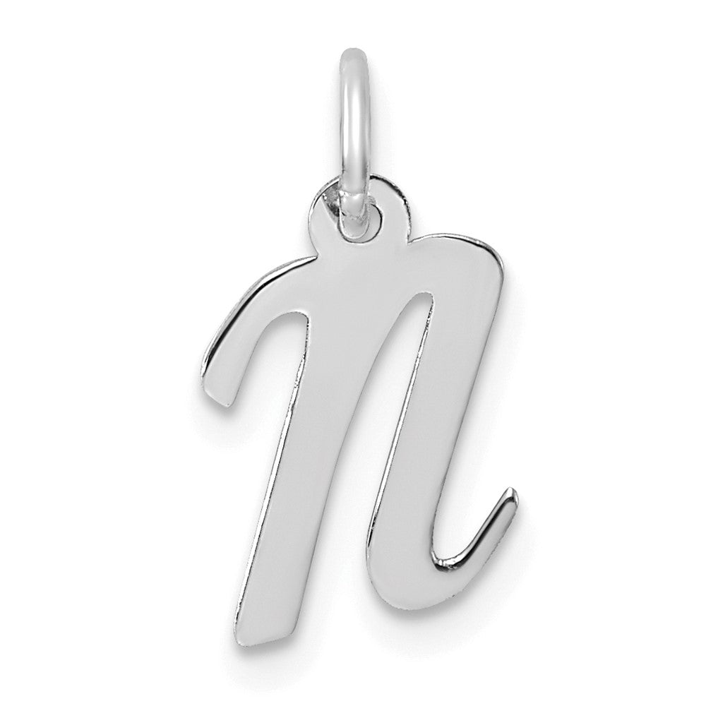 Sterling Silver Rhodium-plated Script Letter N Initial Charm