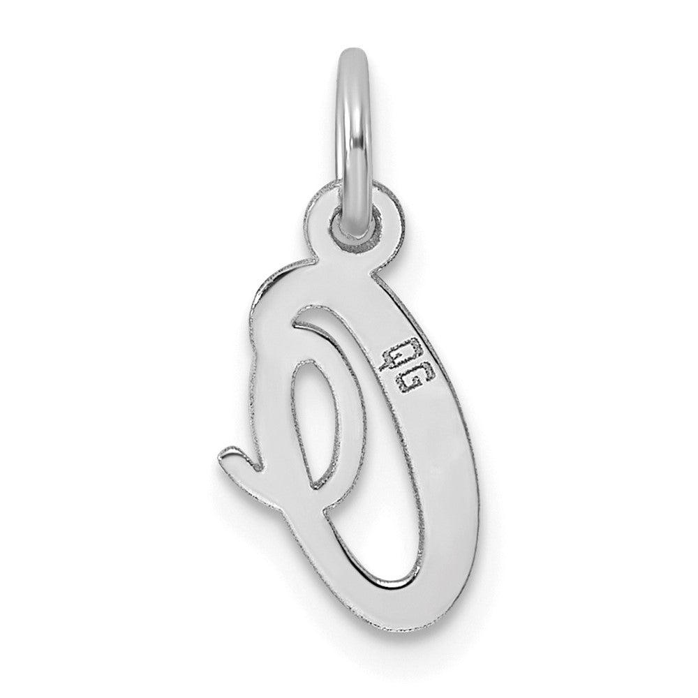 Sterling Silver Rhodium-plated Script Letter O Initial Charm