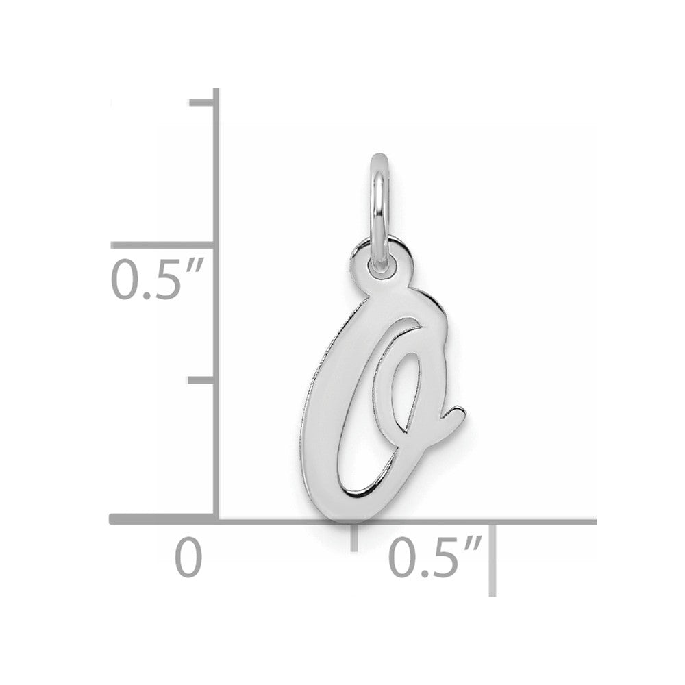 Sterling Silver Rhodium-plated Script Letter O Initial Charm