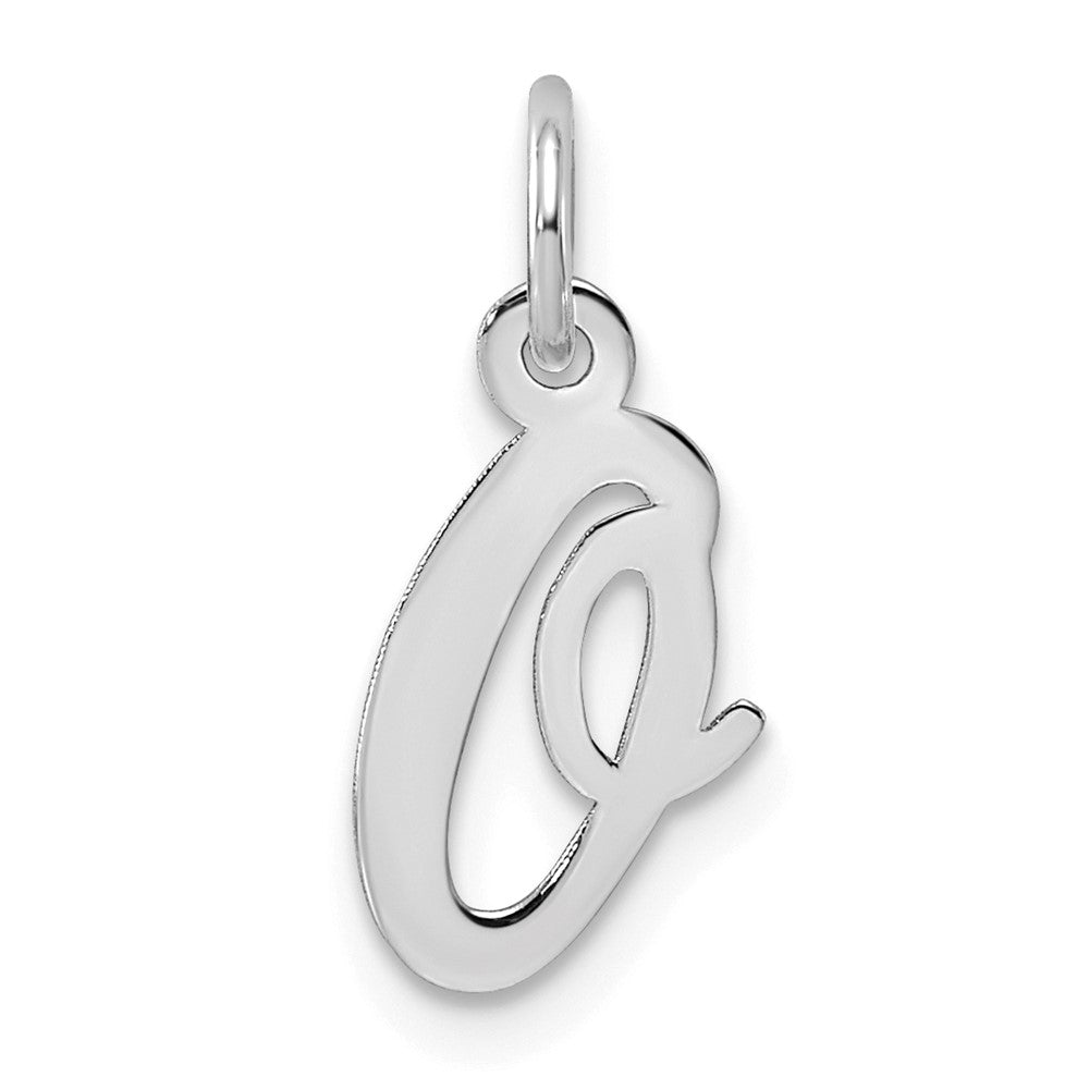 Sterling Silver Rhodium-plated Script Letter O Initial Charm