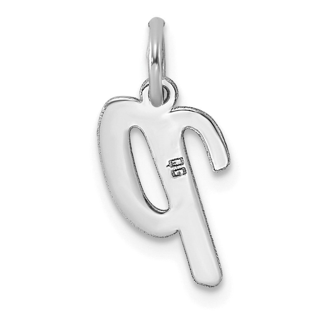 Sterling Silver Rhodium-plated Script Letter P Initial Charm