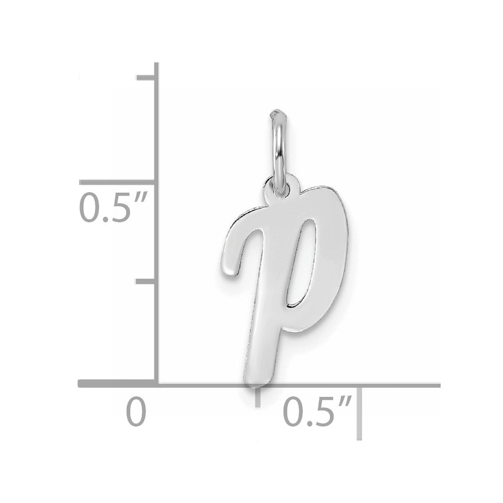 Sterling Silver Rhodium-plated Script Letter P Initial Charm