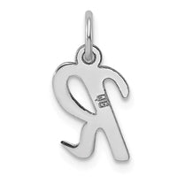 Sterling Silver Rhodium-plated Script Letter R Initial Charm