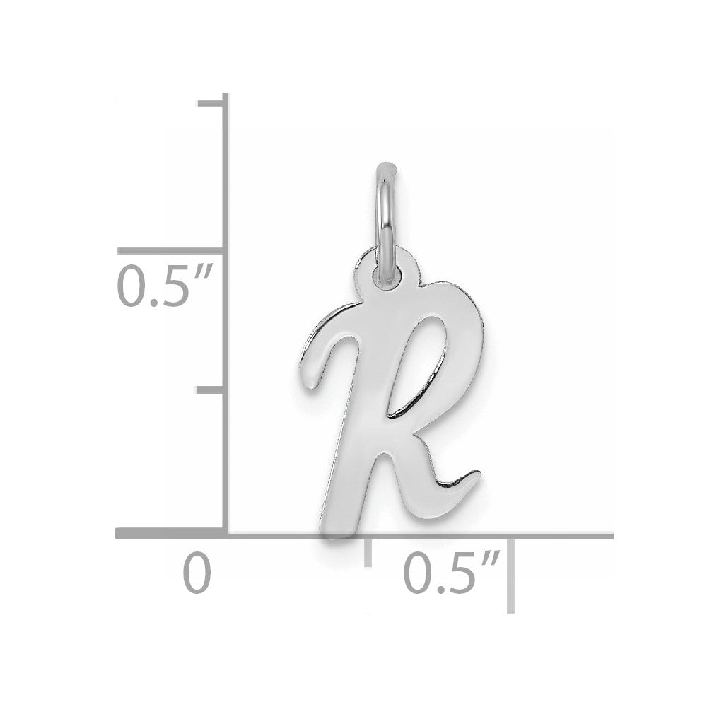 Sterling Silver Rhodium-plated Script Letter R Initial Charm