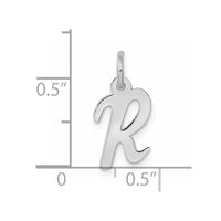 Sterling Silver Rhodium-plated Script Letter R Initial Charm