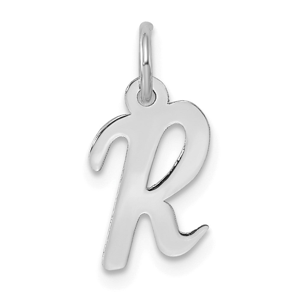 Sterling Silver Rhodium-plated Script Letter R Initial Charm