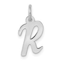 Sterling Silver Rhodium-plated Script Letter R Initial Charm