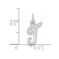 Sterling Silver Rhodium-plated Script Letter T Initial Charm