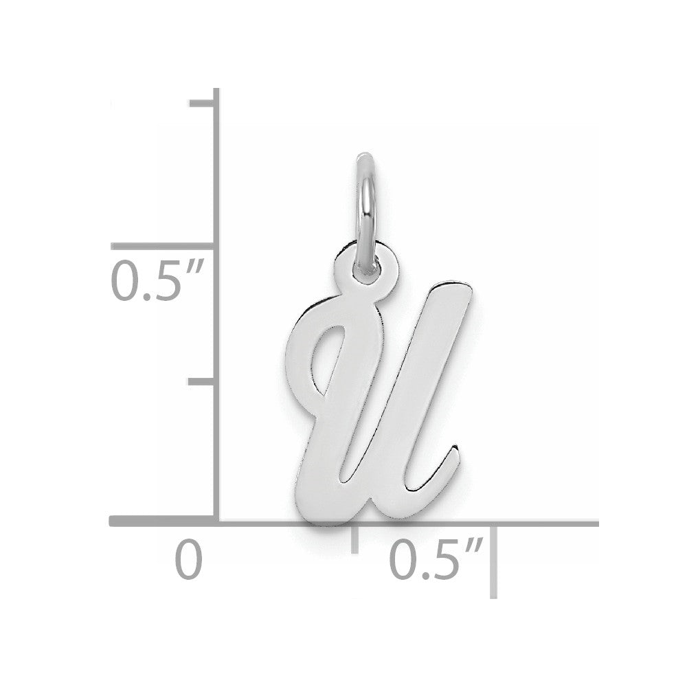 Sterling Silver Rhodium-plated Script Letter U Initial Charm