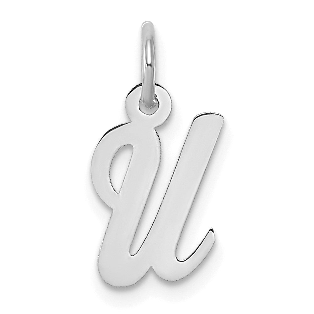 Sterling Silver Rhodium-plated Script Letter U Initial Charm