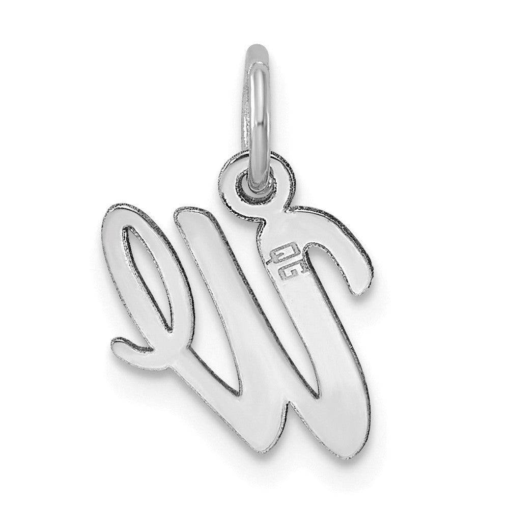 Sterling Silver Rhodium-plated Script Letter W Initial Charm