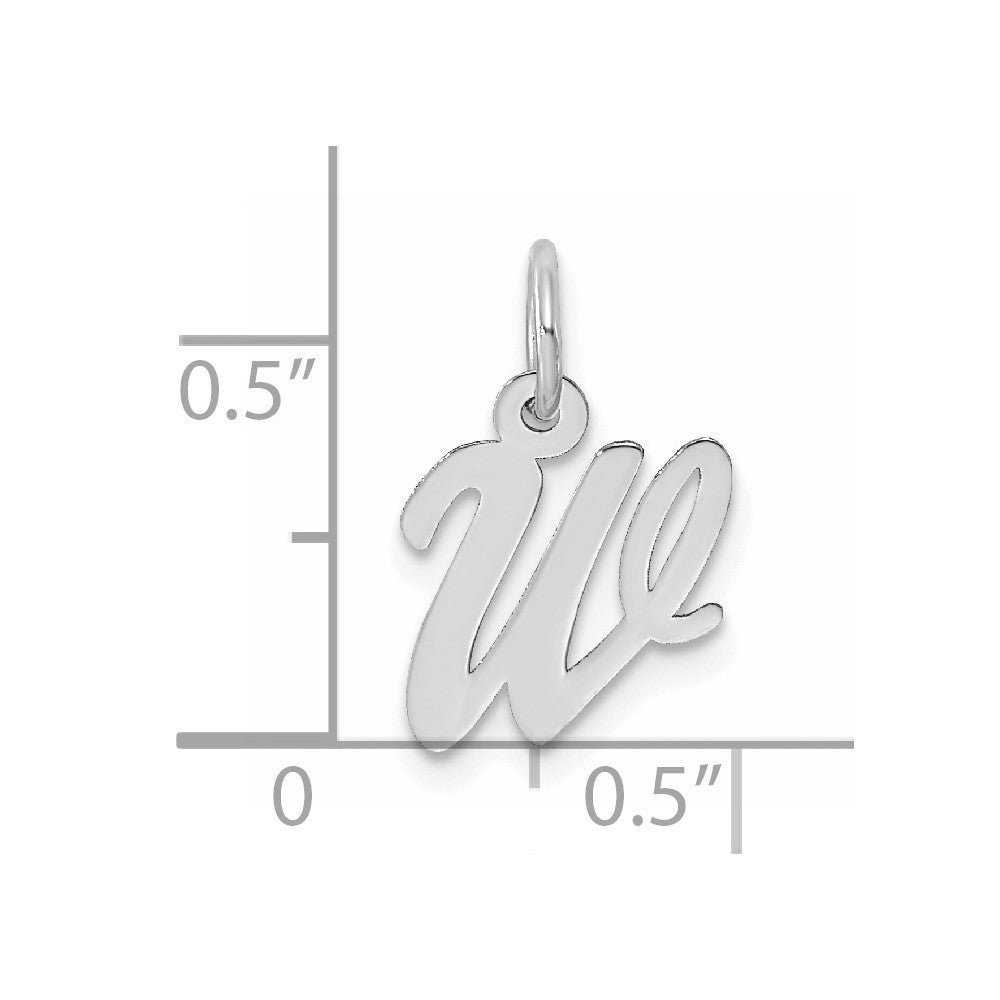 Sterling Silver Rhodium-plated Script Letter W Initial Charm